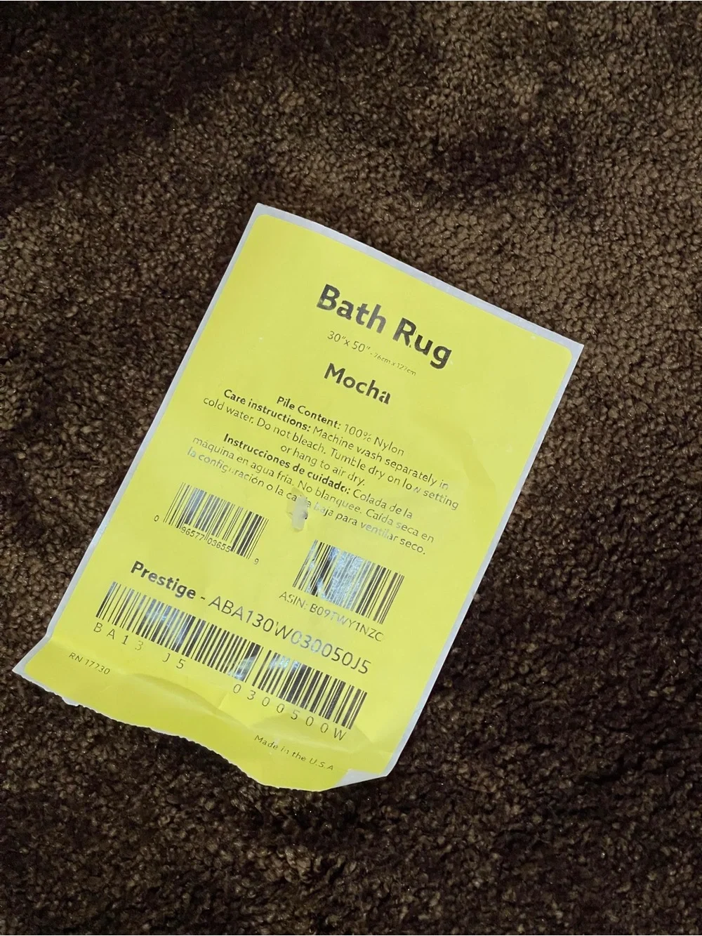 NEW Prestige Plush Bath Rug 30x50 Mocha Brown Soft Nylon Non-Slip Bathroom Mat
